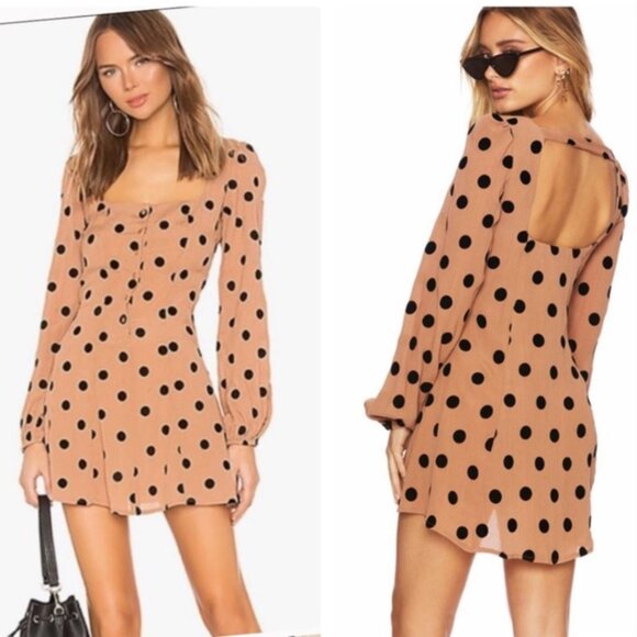 Beach Riot | “Ivy” Long Sleeve Mini Dress with Velvet Polka Dots | Size Small - Picture 1 of 14